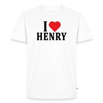 nom du t-shirt J’adore Henry idée cadeau t-shirt - T-shirt Premium bio Homme - blanc - Devant - Nico (187cm)