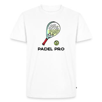 Déclaration de recul Racket Ball Déclaration Padel - T-shirt Premium bio Homme - blanc - Devant - Nico (187cm)