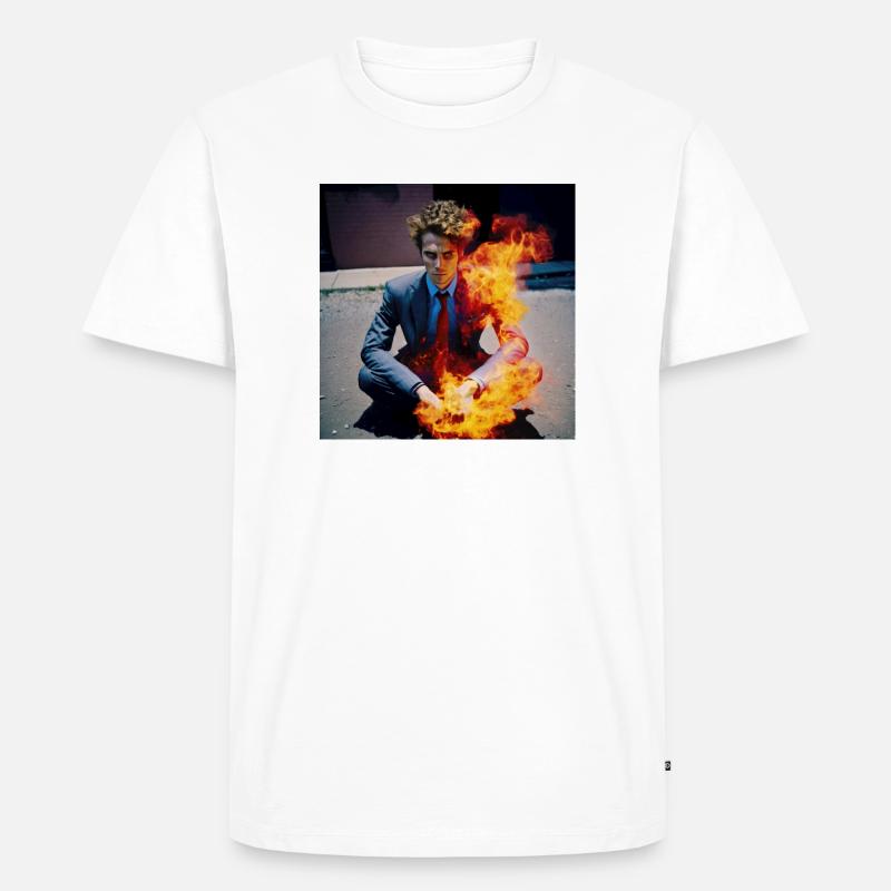 Der Brennende Mann 01 - Männer Premium Bio T-Shirt - Weiß