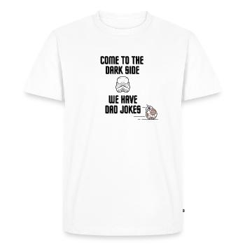 Venez du côté obscur, nous avons des blagues de papa - T-shirt Premium bio Homme - blanc - Devant - Nico (187cm)