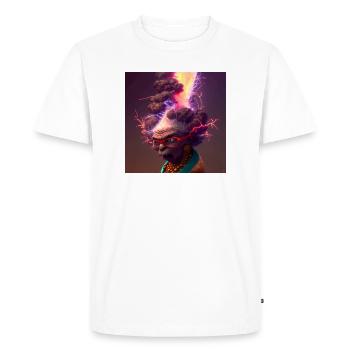elektrik portrait 13 - Neon Volcanic Grandma - Men's Premium Organic T-Shirt - white - Front - Nico (187cm)