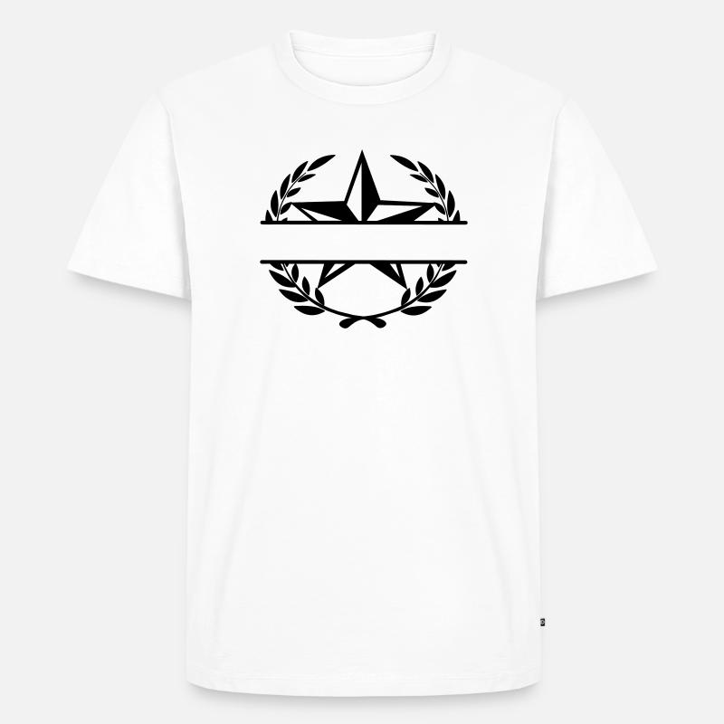 Stern im Lorbeerkranz Monogramm - Männer Premium Bio T-Shirt - Weiß