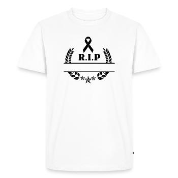 Repose en paix Logo couronne de laurier - T-shirt Premium bio Homme - blanc - Devant - Nico (187cm)