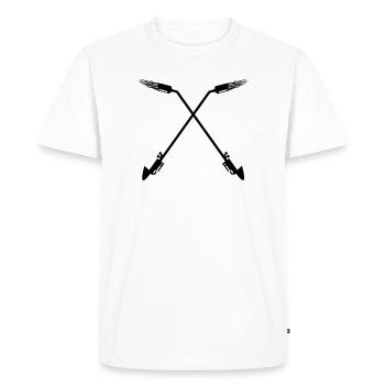 Logo roofers company crossed gas burners - Men's Premium Organic T-Shirt - white - Front - Nico (187cm)