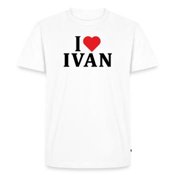 nom t-shirt J’adore Ivan idée cadeau t-shirt - T-shirt Premium bio Homme - blanc - Devant - Nico (187cm)