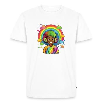 Illustration de bande dessinée arc-en-ciel coloré - T-shirt Premium bio Homme - blanc - Devant - Nico (187cm)
