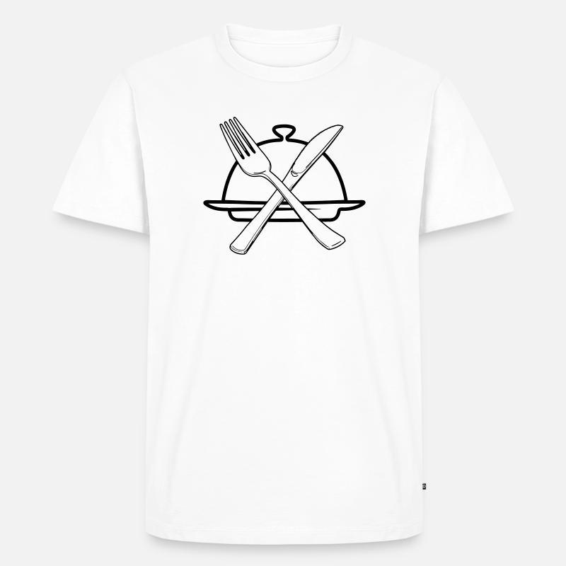 Transparente Schüssel mit Messer und Gabel - Männer Premium Bio T-Shirt - Weiß