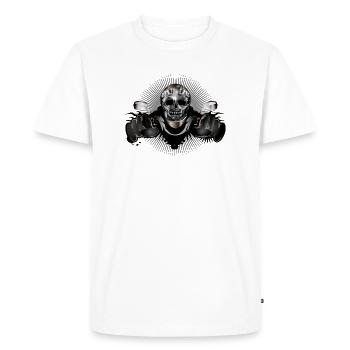 Skull motocycliste en look chromé métallique - T-shirt Premium bio Homme - blanc - Devant - Nico (187cm)