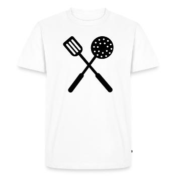 Outils de cuisson de friture croisés - T-shirt Premium bio Homme - blanc - Devant - Nico (187cm)
