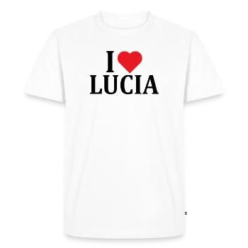 t-shirt I love Lucia t-shirt idée cadeau - T-shirt Premium bio Homme - blanc - Devant - Nico (187cm)