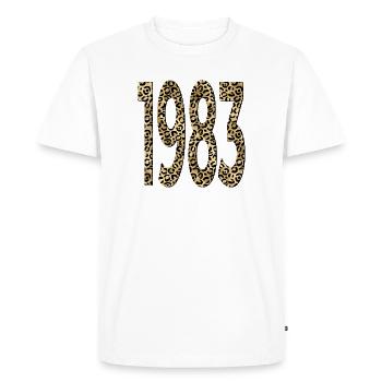 Numéro 1983 - Imprimé Léopard - Anniversaire - T-shirt Premium bio Homme - blanc - Devant - Nico (187cm)