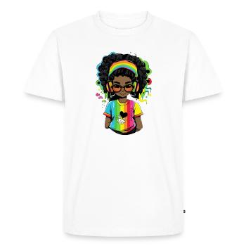 Pull reggae lumineux avec motif arc-en-ciel - T-shirt Premium bio Homme - blanc - Devant - Nico (187cm)