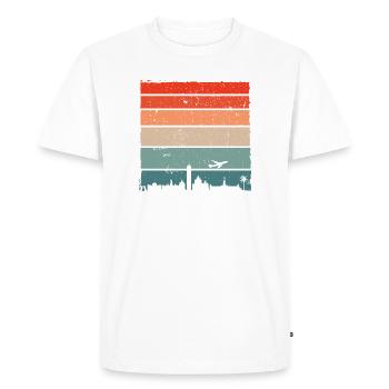 Coucher de soleil Skyline Silhouette d’oiseau - T-shirt Premium bio Homme - blanc - Devant - Nico (187cm)