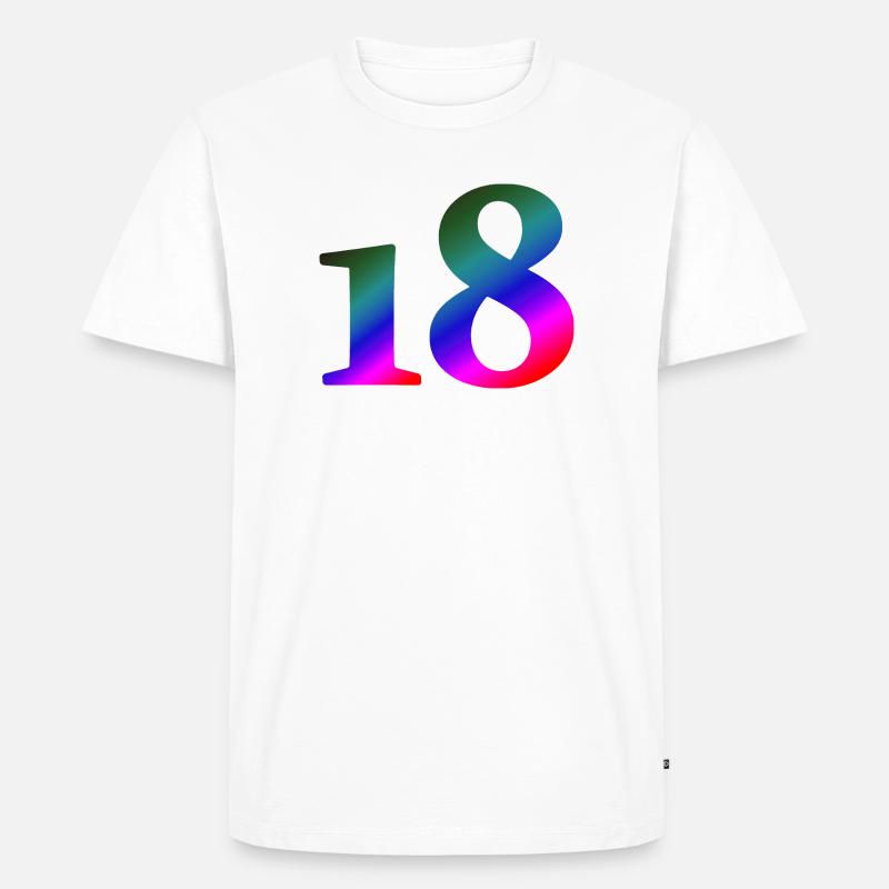 18, bunter farbverlauf, schenken - Männer Premium Bio T-Shirt - Weiß