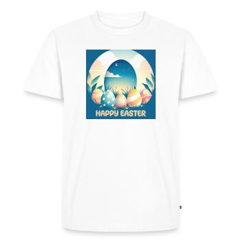 Joyeuses Pâques, oeuf de Pâques - T-shirt Premium bio Homme - blanc - Devant - Nico (187cm)