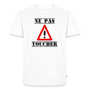 PANNEAU. NE PAS TOUCHER. DANGER. HUMOUR. DRÔLE - T-shirt Premium bio Homme - blanc - Devant - Nico (187cm)