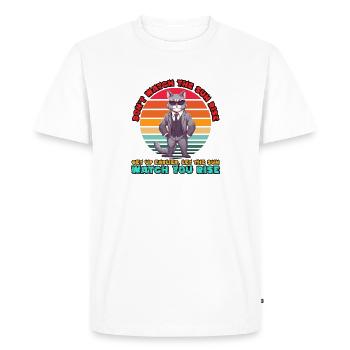 Don't watch the sun rise - humour noir chat - meme - T-shirt Premium bio Homme - blanc - Devant - Nico (187cm)