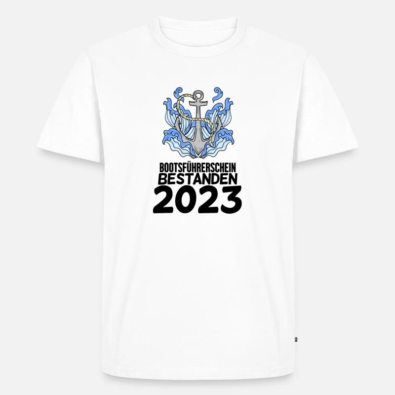 Bootsführerschein 2023 - Männer Premium Bio T-Shirt - Weiß