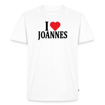 nom t-shirt J’aime Joannes t-shirt idée cadeau - T-shirt Premium bio Homme - blanc - Devant - Nico (187cm)