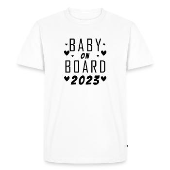 Bébé 2023 - Naissance Enceinte 2023 Grossesse - T-shirt Premium bio Homme - blanc - Devant - Nico (187cm)