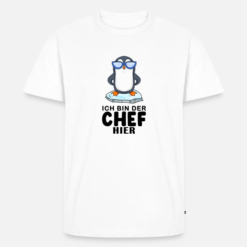 cooler Pinguin Chef Spruch - Männer Premium Bio T-Shirt - Weiß