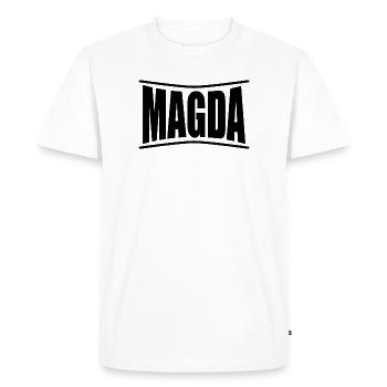 nom t-shirt Magda t-shirt cadeau idée t-shirt - T-shirt Premium bio Homme - blanc - Devant - Nico (187cm)