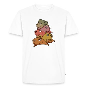 Capybara pile capybara - T-shirt Premium bio Homme - blanc - Devant - Nico (187cm)