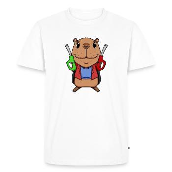 Gas station attendant Capybara gas station - Men's Premium Organic T-Shirt - white - Front - Nico (187cm)