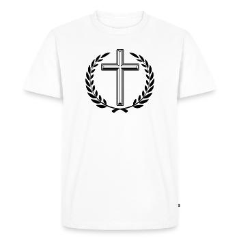 Couronne de laurier croisée - T-shirt Premium bio Homme - blanc - Devant - Nico (187cm)