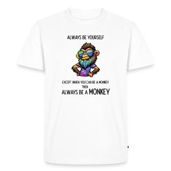 Always Be a Monkey - Men's Premium Organic T-Shirt - white - Front - Nico (187cm)