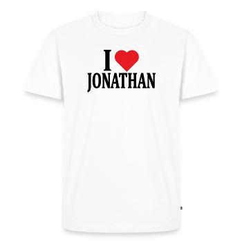 nom t-shirt J’aime Jonathan idée cadeau t-shirt - T-shirt Premium bio Homme - blanc - Devant - Nico (187cm)