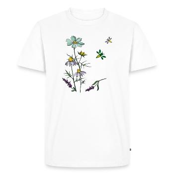 Herbs, chamomile, bees - Men's Premium Organic T-Shirt - white - Front - Nico (187cm)