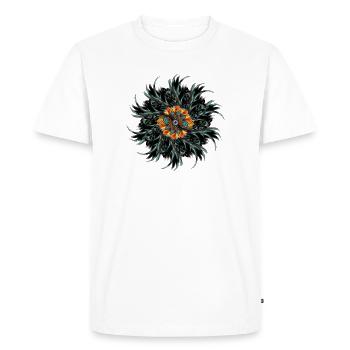 Mandala ornament made of drawn rooster feathers - Men's Premium Organic T-Shirt - white - Front - Nico (187cm)