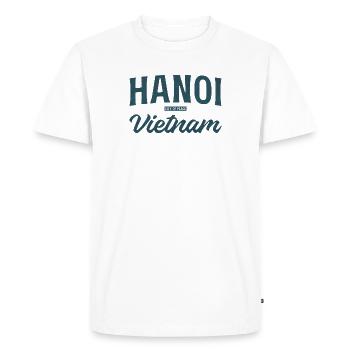 Hanoi Vietnam Vintage Font - Men's Premium Organic T-Shirt - white - Front - Nico (187cm)