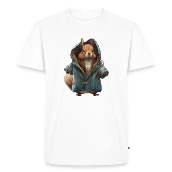Design with a squirrel wearing a jacket - Men's Premium Organic T-Shirt - white - Front - Nico (187cm)
