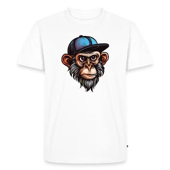 Funny Monkey - Men's Premium Organic T-Shirt - white - Front - Nico (187cm)