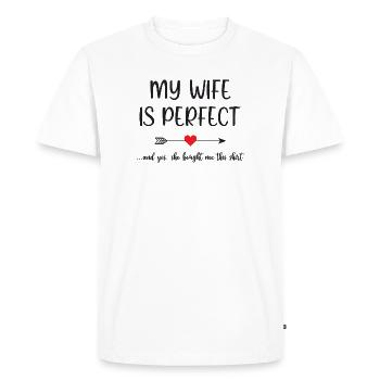 Ma femme est parfaite - T-shirt Premium bio Homme - blanc - Devant - Nico (187cm)