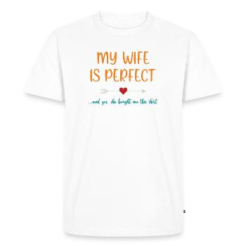 Ma femme est parfaite - T-shirt Premium bio Homme - blanc - Devant - Nico (187cm)