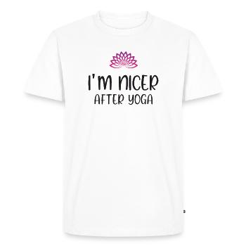 I'm Nicer After Yoga - Men's Premium Organic T-Shirt - white - Front - Nico (187cm)