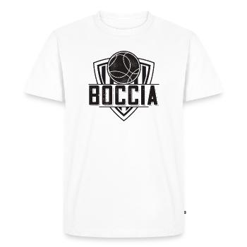 Vêtements de joueur de boccia avec balles de boccia Boccia - T-shirt Premium bio Homme - blanc - Devant - Nico (187cm)