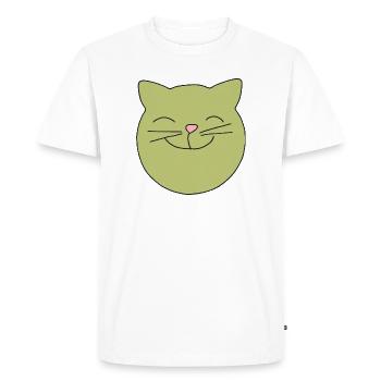 Tête de chat verte - T-shirt Premium bio Homme - blanc - Devant - Nico (187cm)