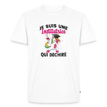 Femme Institutrice Qui Déchire Idée Enseignant - T-shirt Premium bio Homme - blanc - Devant - Nico (187cm)