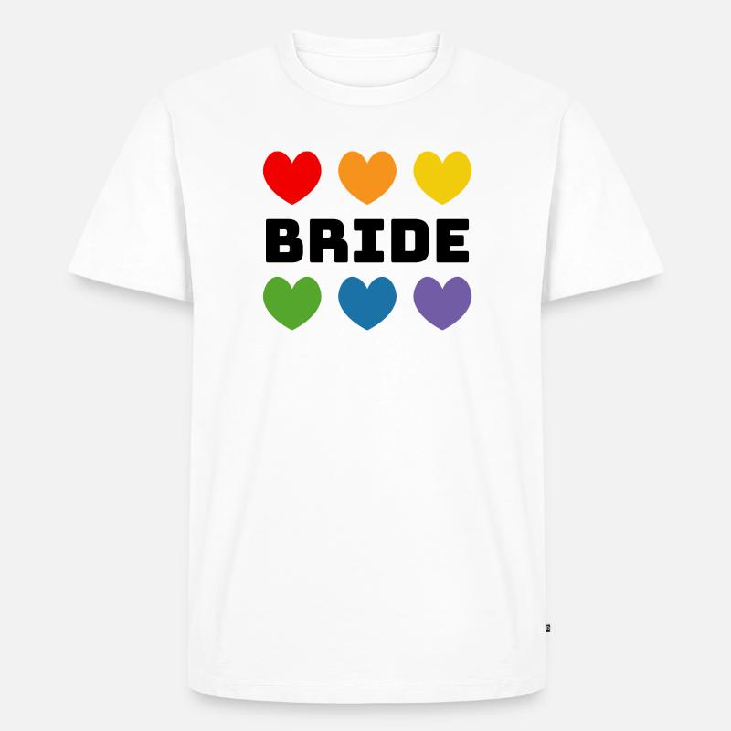 Regenbogenherzchen Bride schwarz - Männer Premium Bio T-Shirt - Weiß