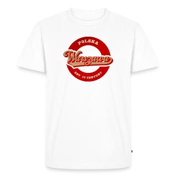 Warszawa Logo Rétro Est 13ème Siècle - T-shirt Premium bio Homme - blanc - Devant - Nico (187cm)