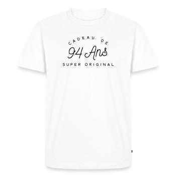 Cadeau 94 ans  - T-shirt Premium bio Homme - blanc - Devant - Nico (187cm)