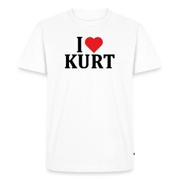 nom du t-shirt J’adore Kurt idée cadeau de t-shirt - T-shirt Premium bio Homme - blanc - Devant - Nico (187cm)