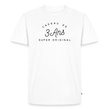 Cadeau 3 ans  - T-shirt Premium bio Homme - blanc - Devant - Nico (187cm)