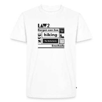 LAW 2 l Bergen aan Zee l Enschede l black - Men's Premium Organic T-Shirt - white - Front - Nico (187cm)