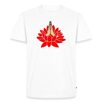 Red lotus namaste hands - Men's Premium Organic T-Shirt - white - Front - Nico (187cm)
