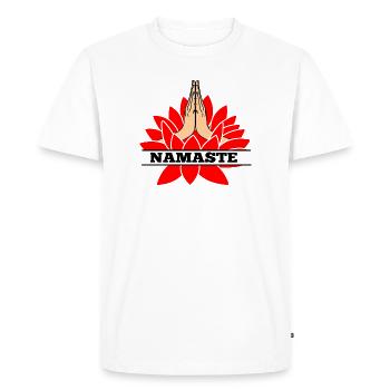 Red lotus namaste - Men's Premium Organic T-Shirt - white - Front - Nico (187cm)